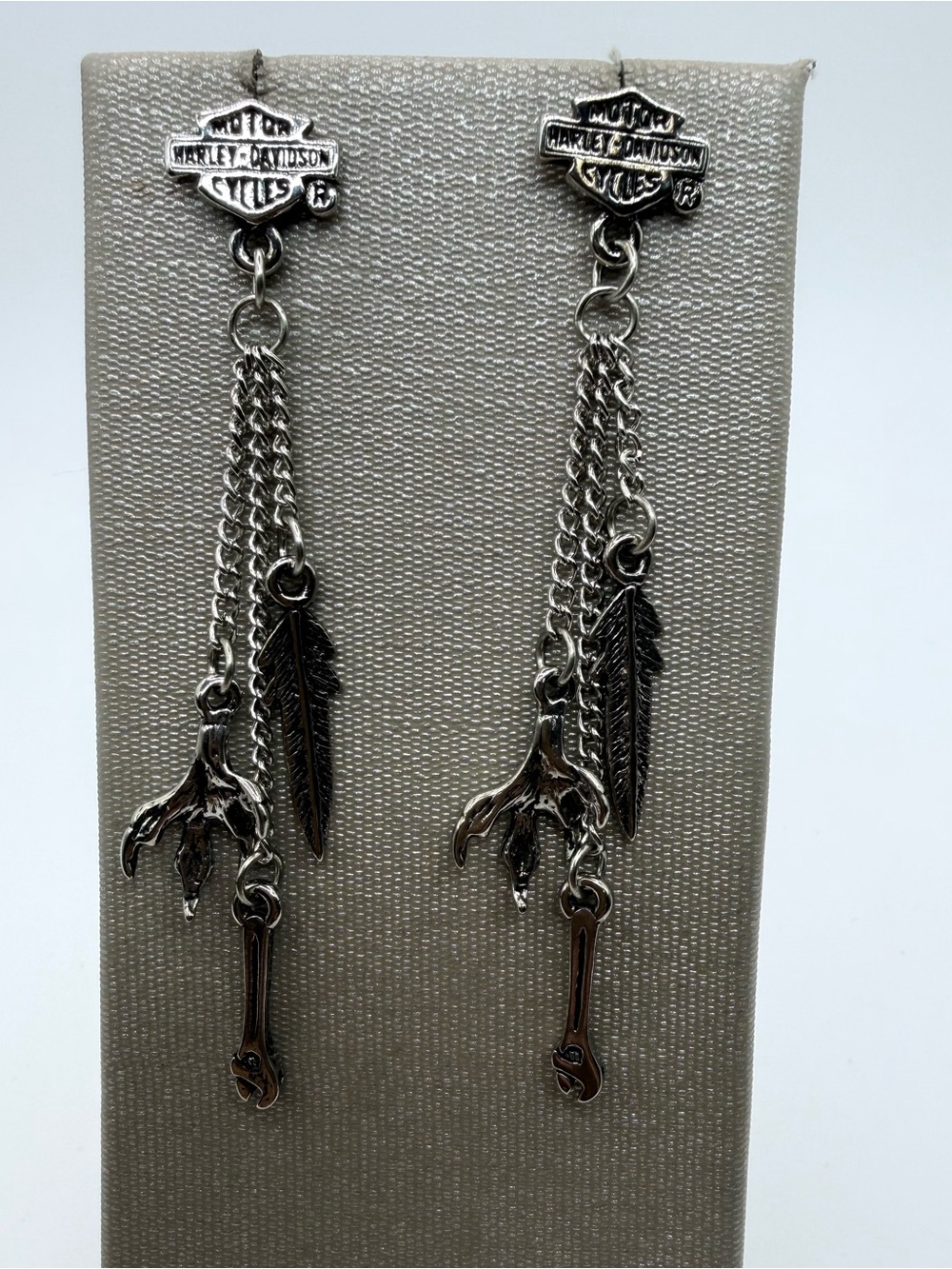 Harley-Davidson Bar & Shield Eagle Talon Feather Wrench Earrings